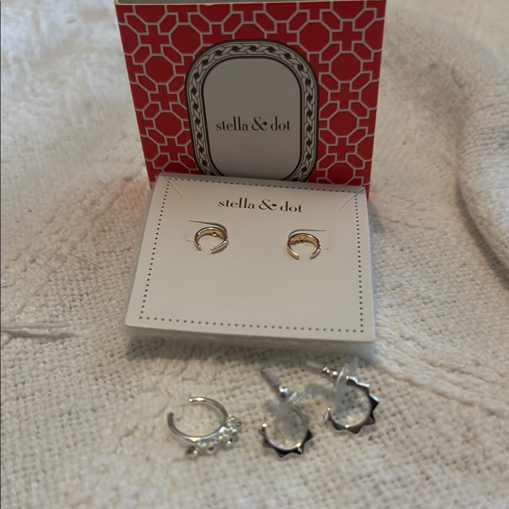 Stella & Dot Silver Hoop Earrings Trio